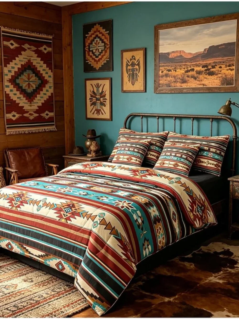 Bohemian Aztec Bed in a Bag Boho Exotic 7 PCS Comforter Set with Sheets for Kids